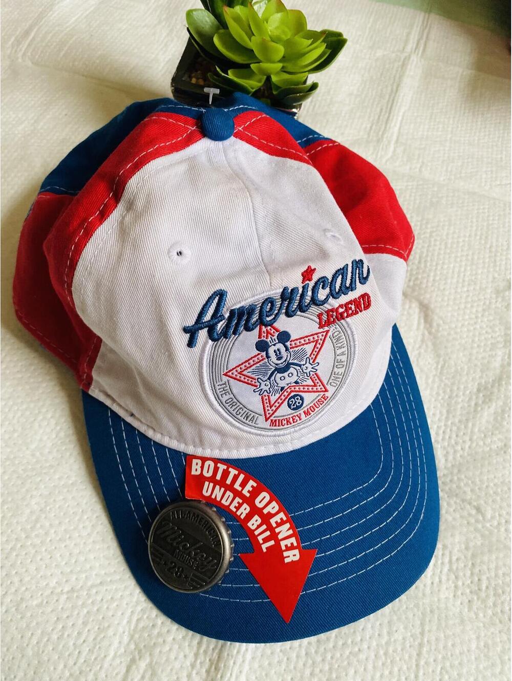 Disney Parks American Legend Mickey Mouse Baseball Cap with Bottle Opener